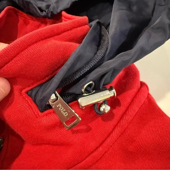 Polo Ralph Lauren Downhill Skier Double Knit Hooded Vest Cookie Men’s Large Red - Picture 7 of 11